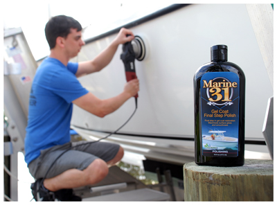 Marine 31 Gel Coat Final Step Polish removes light oxidation while creating a mirror finish