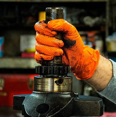Orange Heavy Duty Nitrile Gloves are strong enough for any job!
