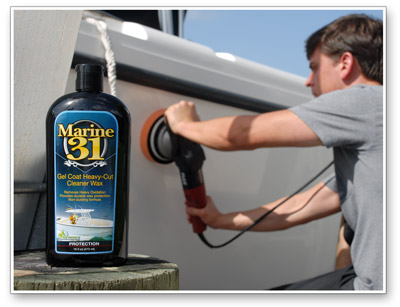 Marine 31 Gel Coat Heavy-Cut  Cleaner wax can be used with a foam pad on a DA polisher!